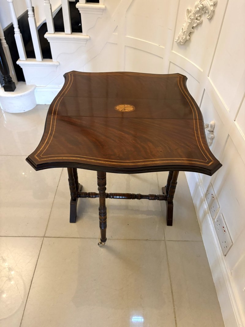 Antique Mahogany Sutherland Occasional Table with Satinwood Inlay - Image 4
